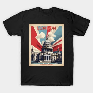 Saint Pauls Cathedral London United Kingdom Vintage Travel Tourism Poster T-Shirt